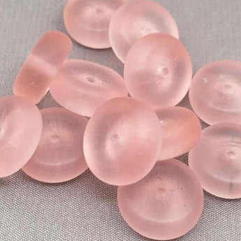 12 Vintage Frosted Pink Czech Glass Beads