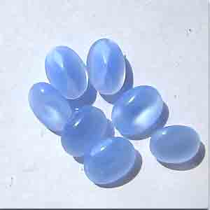 10 Vintage Blue Moonglow Oval Cushion Back Glass Stones  #8992