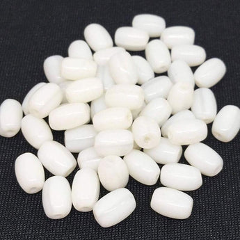 50 Vintage Opalescent White Czech Oval Glass Beads