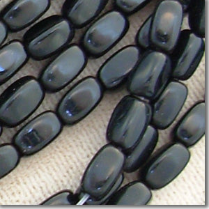 100 Vintage Jet Black Rectangle Glass Beads #4886