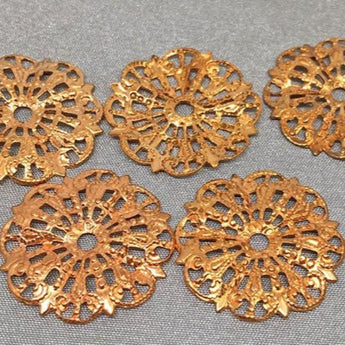 10 Vintage Wavy Brass Filigree Metal Flower Findings