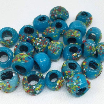 25 Vintage Handmade Aqua Large Hole Pony Glass Beads