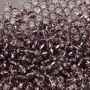 25g 6/0 Amethyst Striped Silver Lined Czech Glass Seed Beads