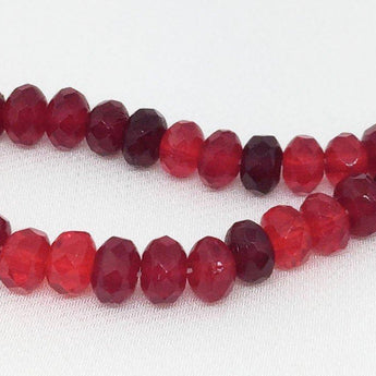 50 Mixed Red Czech Rondelle Glass Beads