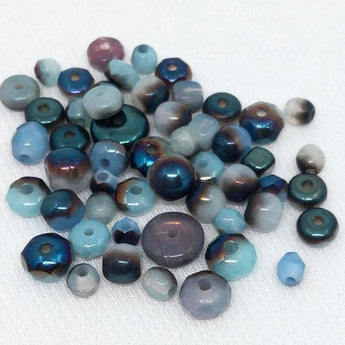 50 Azure Mixed Blue Green Czech Glass Beads