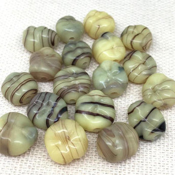 10 Vintage Yellow Brown Japan Glass Beads