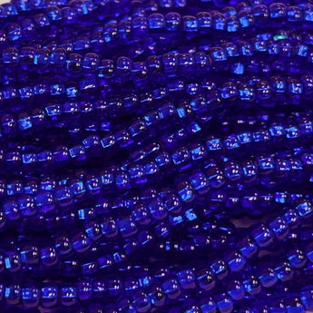 1 Hank Silver Lined Dark Sapphire Czech Glass Seed Beads