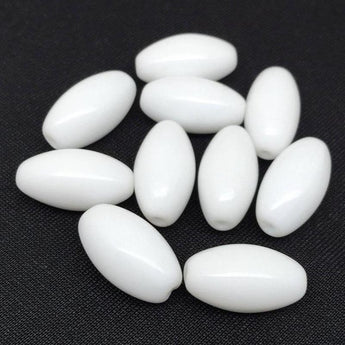 10 Vintage White Czech Oval Glass Beads