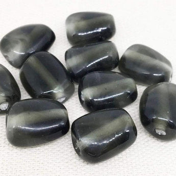 10 Vintage Creamy Black Diamond Baroque Glass Beads