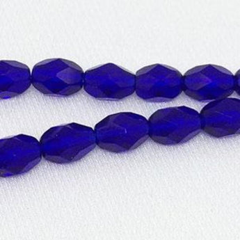 25 Translucent Cobalt Blue Czech Faceted Oval Glass Beads