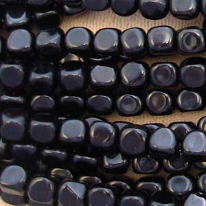 50 Vintage Black Cube Glass Beads