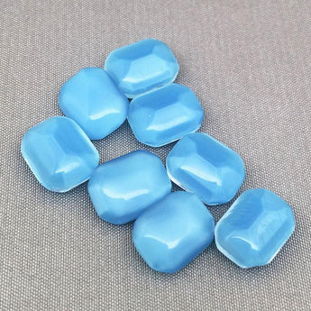 8 Vintage Blue German Moonglow Polygon Glass Cabochons