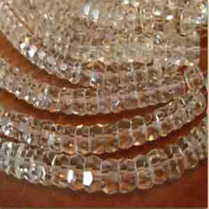 25 Vintage Crystal Clear Heishi Rondelle Glass Beads