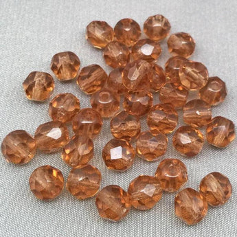 50 Vintage Rosaline Faceted Glass Beads #9599