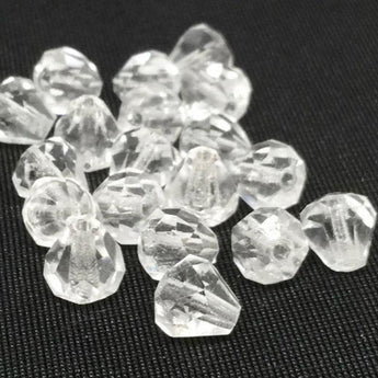 20 Vintage Clear Bell Glass Beads Faceted Cones