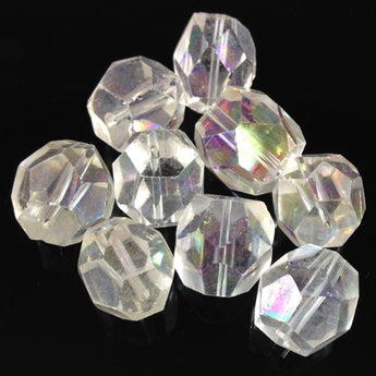 4 Vintage AB Clear Faceted Glass Beads