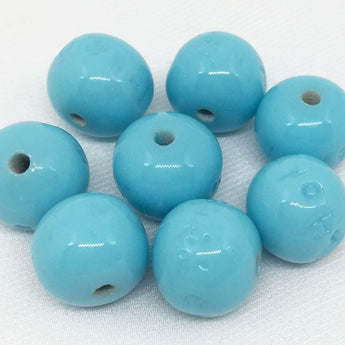 4 Vintage Aqua Turquoise Japan Glass Beads Cherry Brand