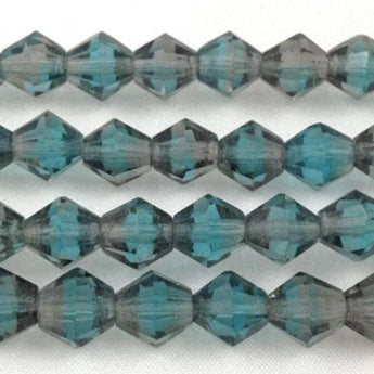 12 Vintage Aqua Teal Givre German Bicone Glass Beads