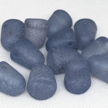 6 Matte Czech Denim Blue Gumdrop Glass Beads