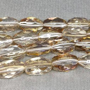 25 Mixed Light Brown Faceted Oval Czech Glass Beads