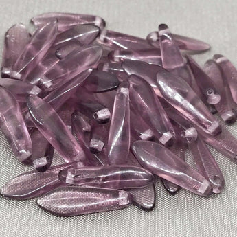 50 Translucent Purple Czech Dagger Glass Beads