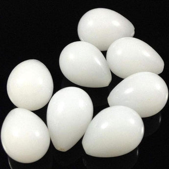 10 Vintage White Japan Half Drilled Glass Teardrop Beads