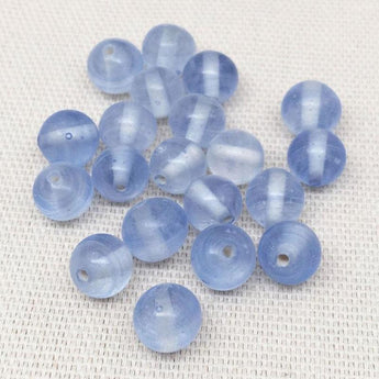 25 Vintage Sapphire Blue Japan Round Glass Beads