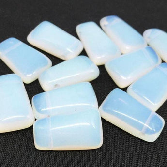 10 Opalescent White Drop Glass Beads