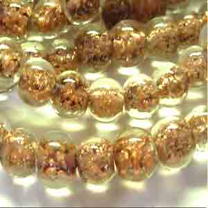 25 Vintage Clear Aventurine Round Glass Beads