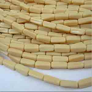 25 Vintage Beige Japan Rectangle Glass Beads