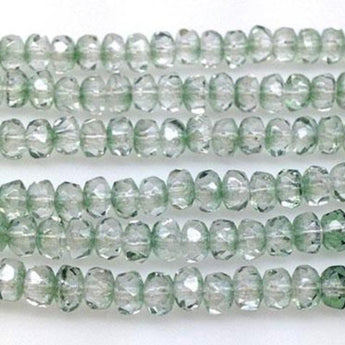 50 Clear Green Czech Rondelle Glass Beads