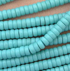 25 Vintage German Turquoise German Rondelle Glass Beads 6mm