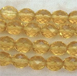 25 Vintage Topaz Faceted Czech Oval Glass Beads 13mm