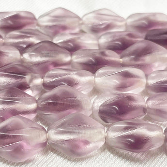 6 Vintage German Matte Clear Purple Givre Diamond Glass Beads