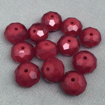 10 Vintage Dark Red Faceted Rondelle Glass Beads