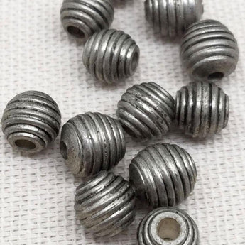 12 Vintage Handmade Heavy Mixed Silver Toned Metal Beads