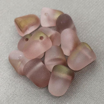 6 Matte Czech Peach Pink Gumdrop Glass Beads