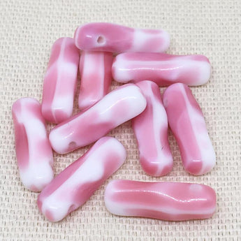 10 Vintage White Pink German Glass Beads