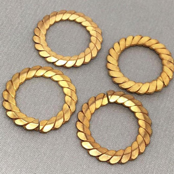 8 Vintage Brass Metal Spiral Split Rings