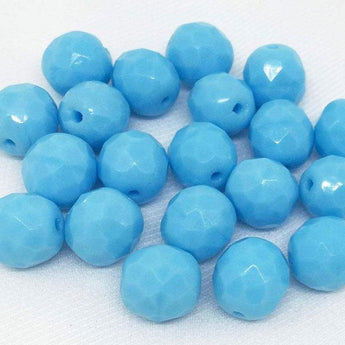 20 Vintage Blue Czech Faceted Glass Beads