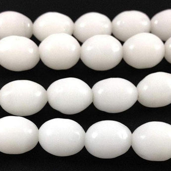 10 Vintage White Japan Oval Glass Beads Torii Brand