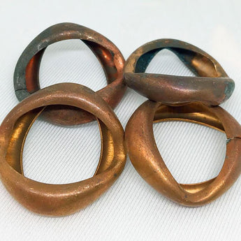 4 Vintage Warped Brass Metal Ring Findings