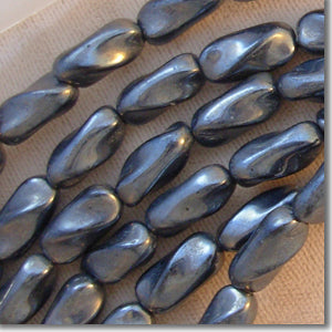 25 Vintage Hematite Glass Beads