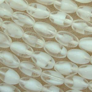 25 Vintage Clear White Oval Glass Beads #8040