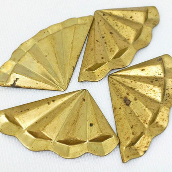 4 Vintage Brass Fan Stampings 41mm