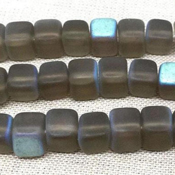 25 AB Black Diamond Matte Czech Cube Glass Beads #9489