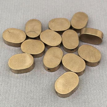 10 Vintage Solid Heavy Brass Oval Metal Beads