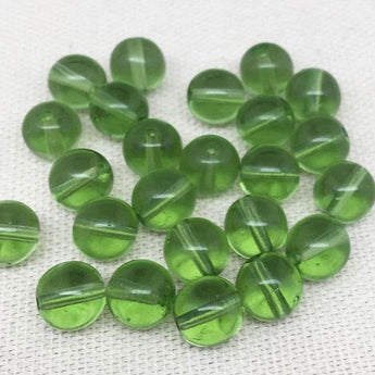 20 Translucent Green Czech Round Glass Beads