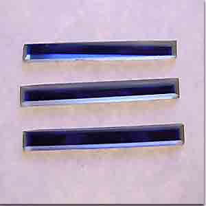 6 Vintage Blue Bar Rectangle Glass Cabochons #8686