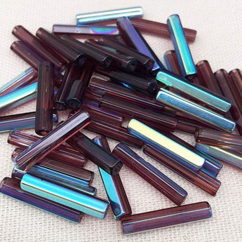 25 AB Amethyst Czech Rectangle Glass Beads